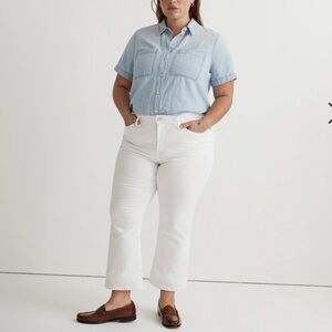 Madewell Kick Out Crop Jeans in White Stretch Plus Size 26W NWT